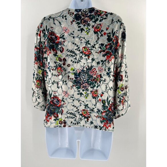 Anthropologie Maeve Size XS Floral Print Umi Wrap Top Silk Blend Blouse - Picture 7 of 10